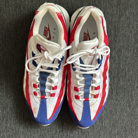 Nike Air Max 95 White Deep Royal Blue Gym Red - Picture 4 of 12